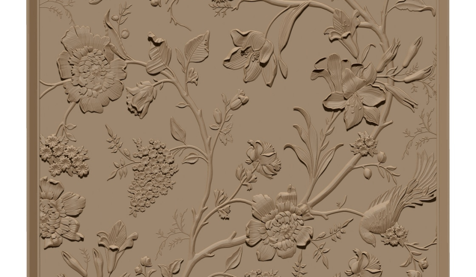 Flower and bird wall panel Design STL file free download A001126