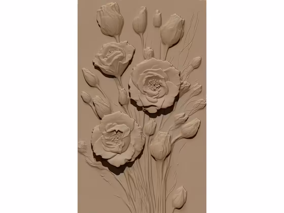 Flower wall panel Design STL file free download A001125