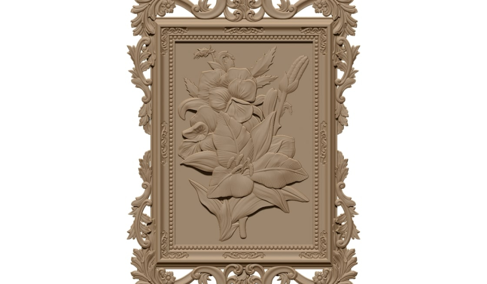 Flower with frame Design STL file free download A001156