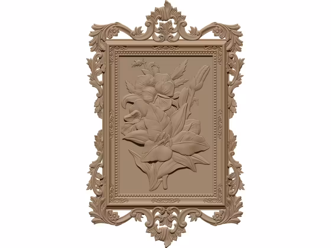 Flower with frame Design STL file free download A001156