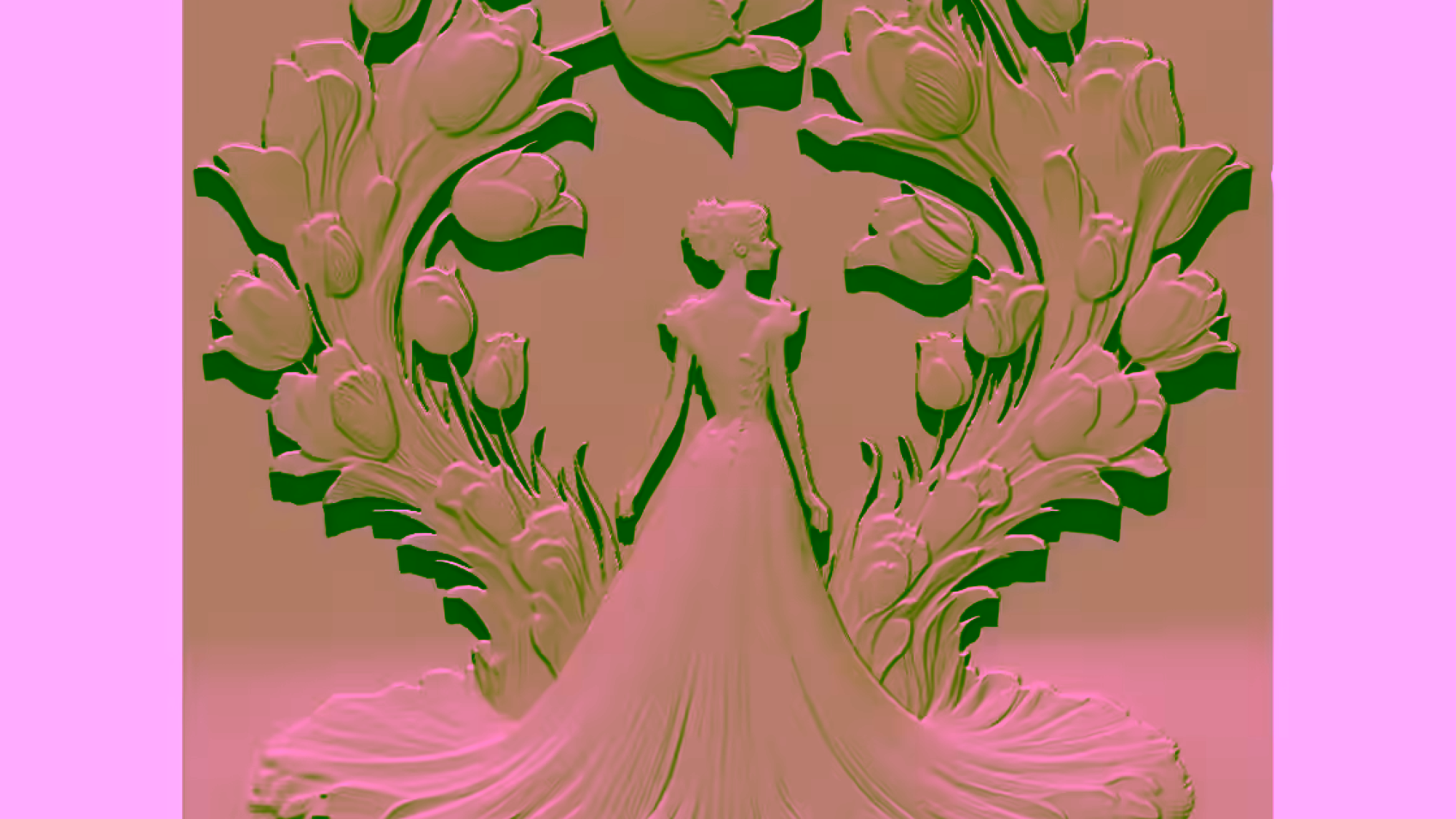 Girl and flower wall panel Design STL file free download A001124