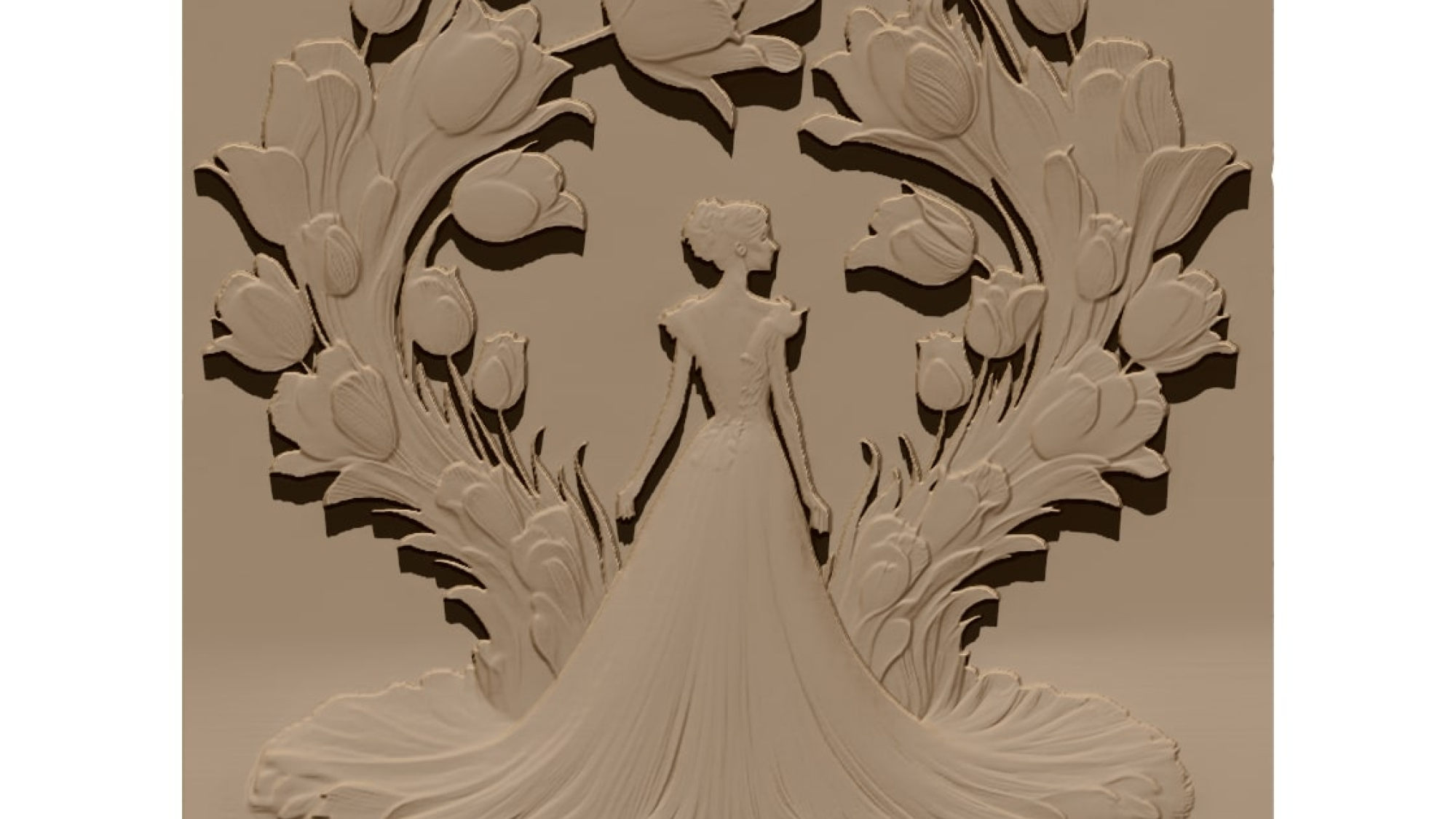 Girl and flower wall panel Design STL file free download A001124
