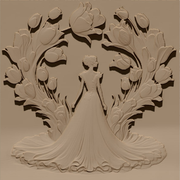 Girl and flower wall panel Design STL file free download A001124
