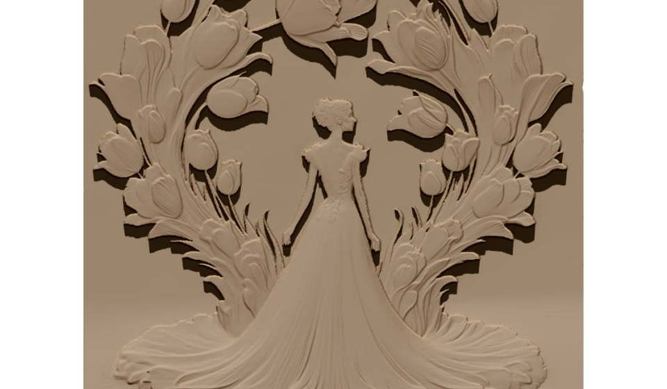 Girl and flower wall panel Design STL file free download A001124
