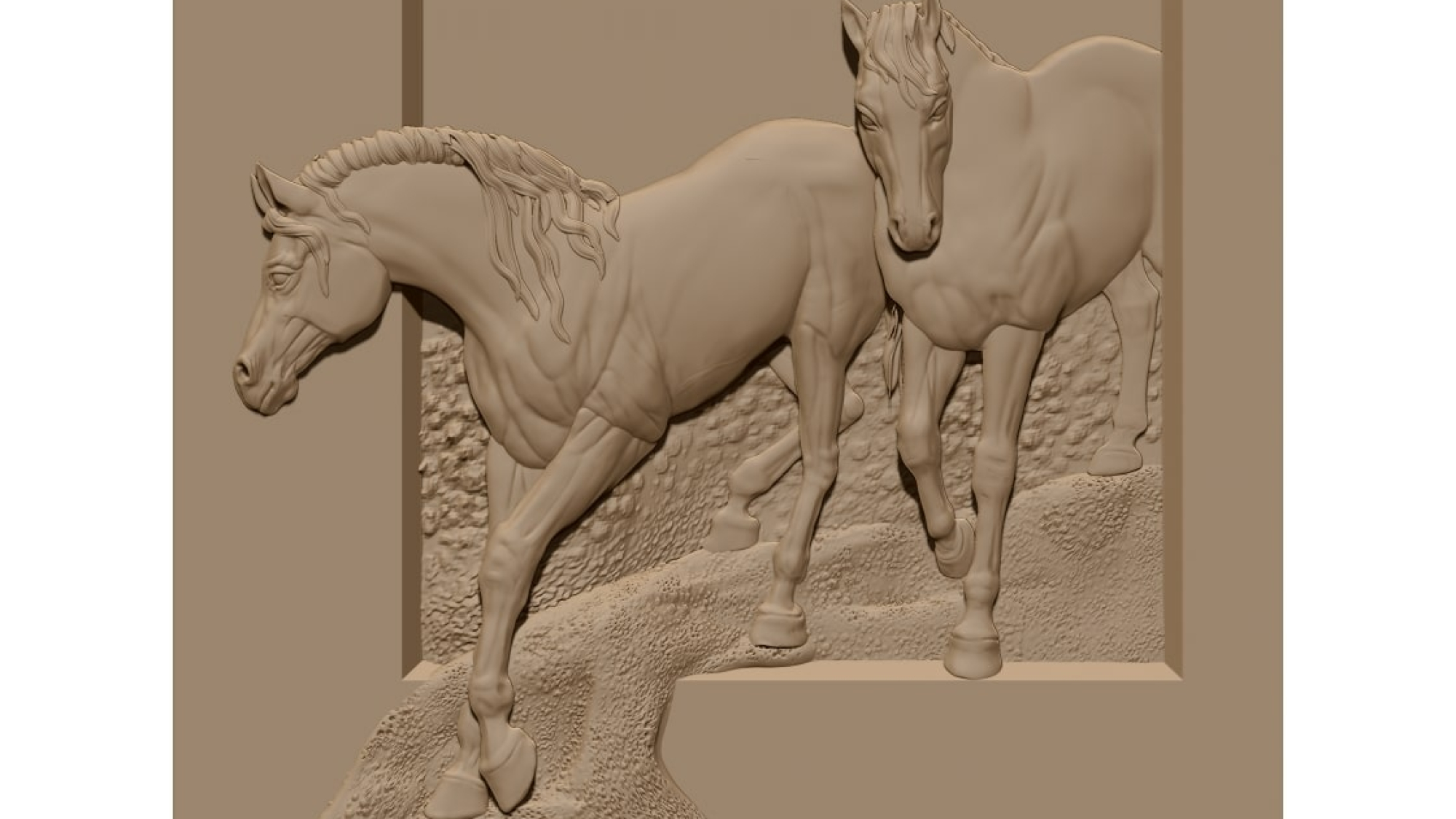Two Horse Wall panel Design STL file free download A001153