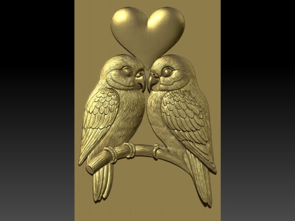 Love Parrots 3D STL File for CNC Router Carving Design