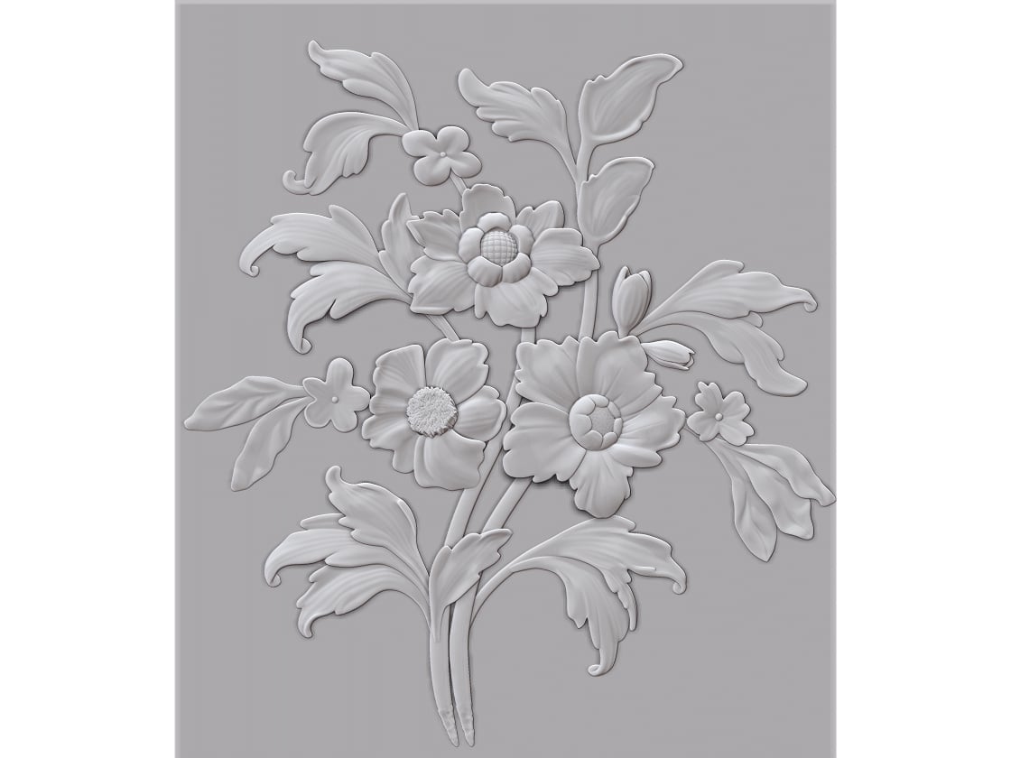 Bouqet 3D Wall Panel Design for CNC Router Carving – STL File Download