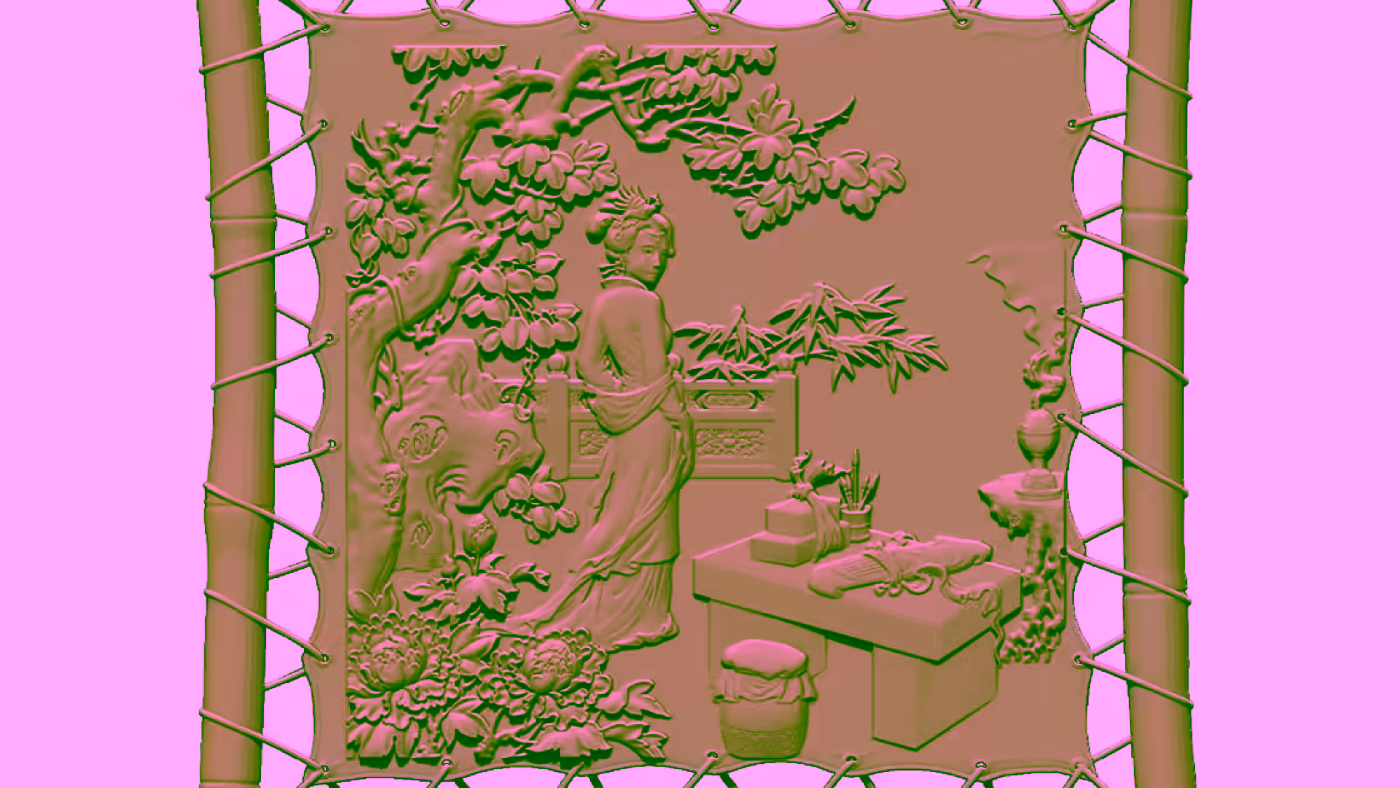 ancient Chinese woman Design for CNC carving STL file free download A0012758