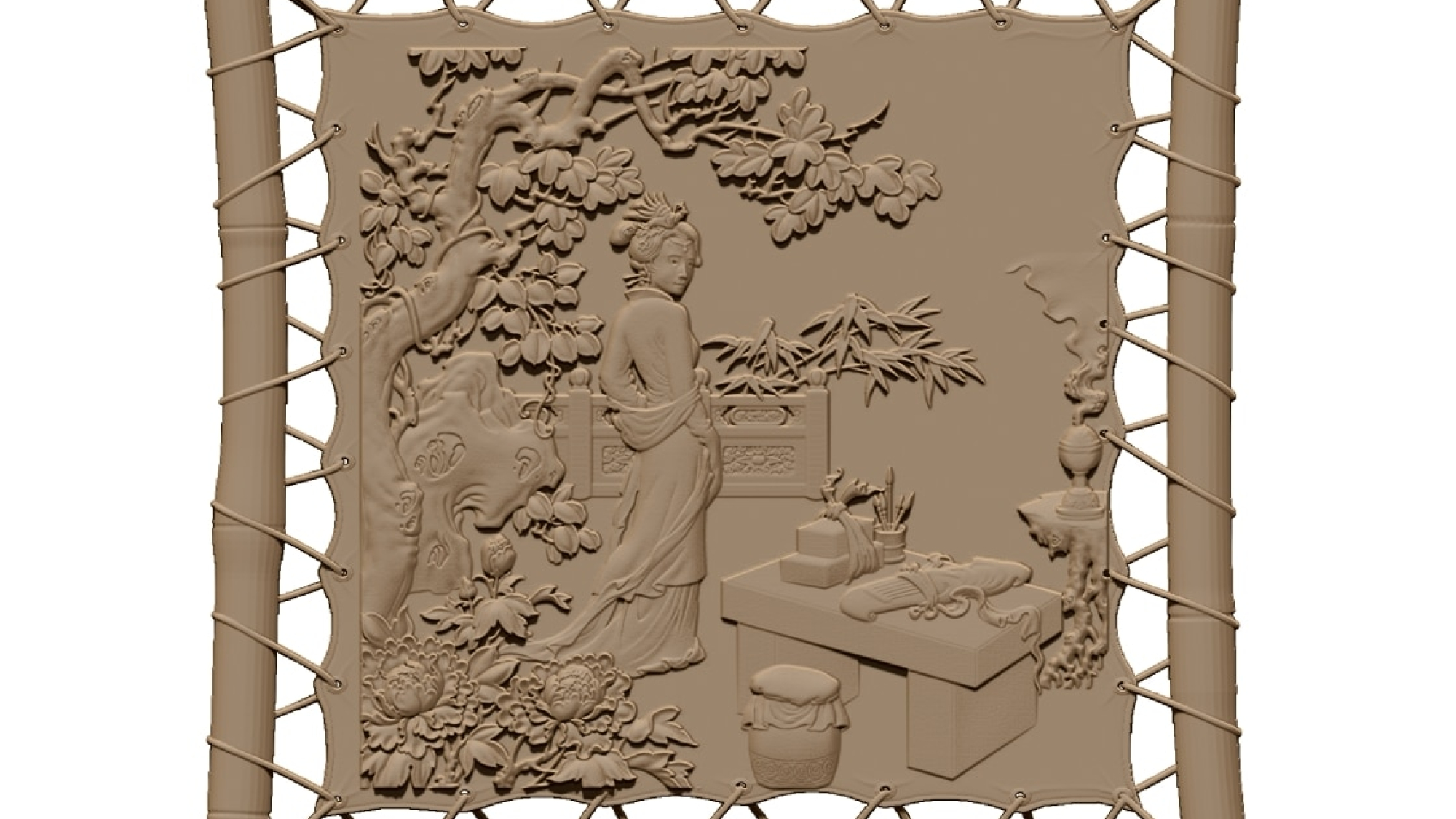 ancient Chinese woman Design for CNC carving STL file free download A0012758