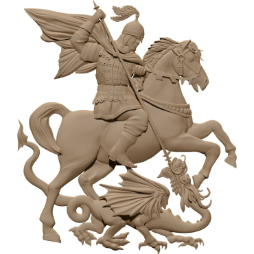 warrior fighting a dragon Design for CNC carving STL file free download A0012756
