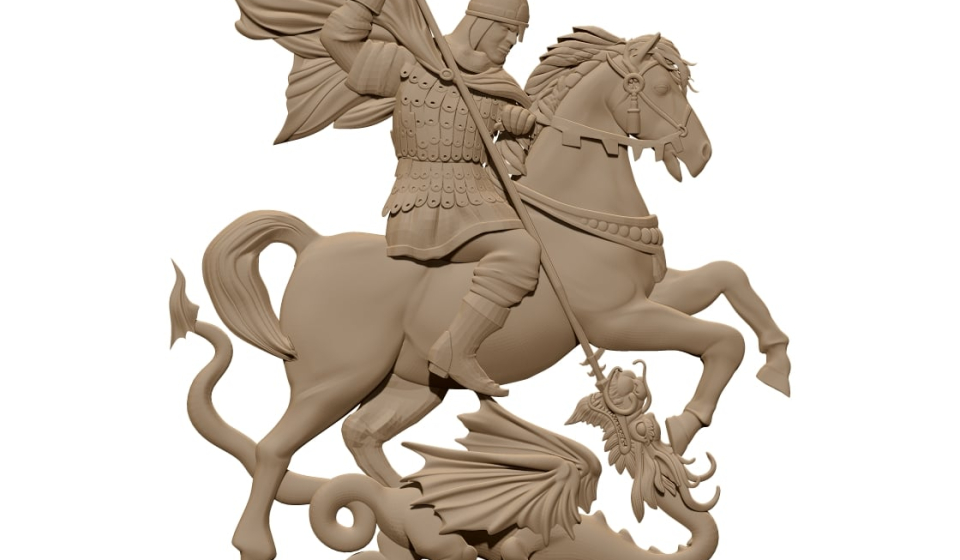 warrior fighting a dragon Design for CNC carving STL file free download A0012756