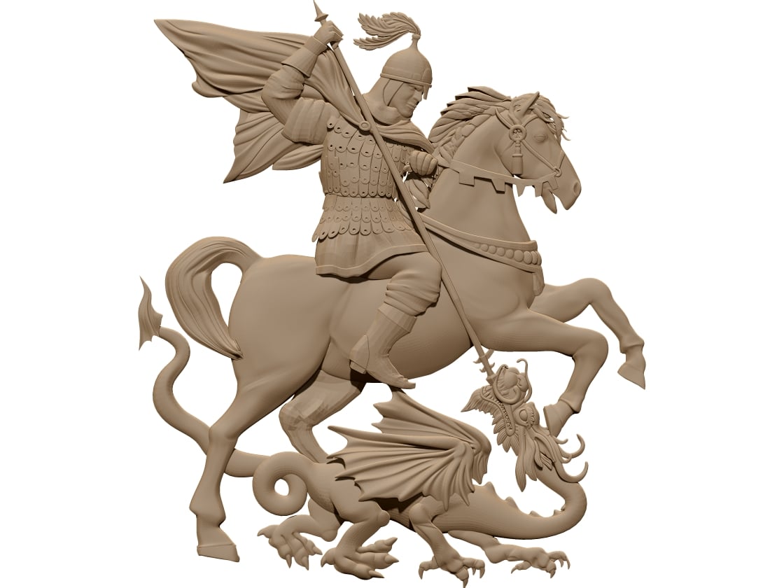 warrior fighting a dragon Design for CNC carving STL file free download A0012756