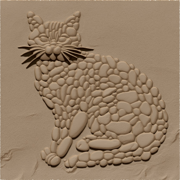Cat Art with stone 3D Model STL file free download A00148