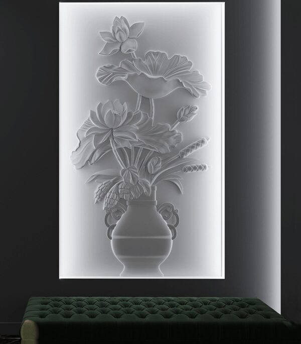 Flower Wall Decoration – 3D STL File for CNC Carving & 3D Printing