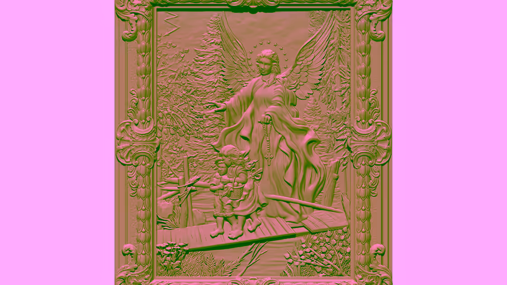 Guardian angel with children 3D Model STL file free download A001465