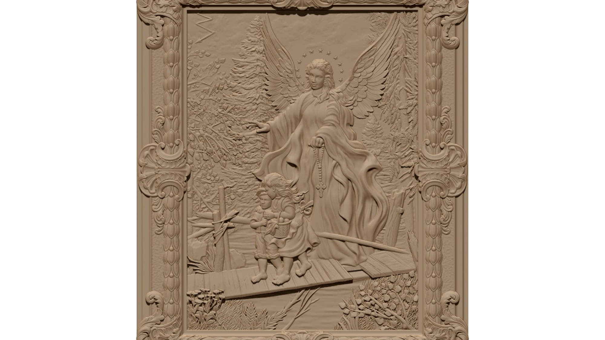 Guardian angel with children 3D Model STL file free download A001465