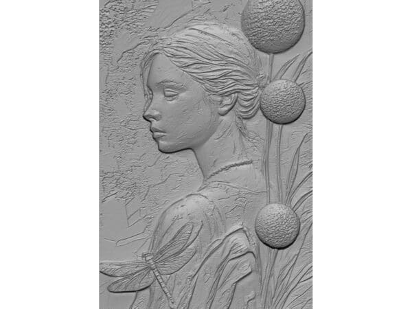 Girl 3D Painting Art – STL File for CNC Carving & Wall Décor