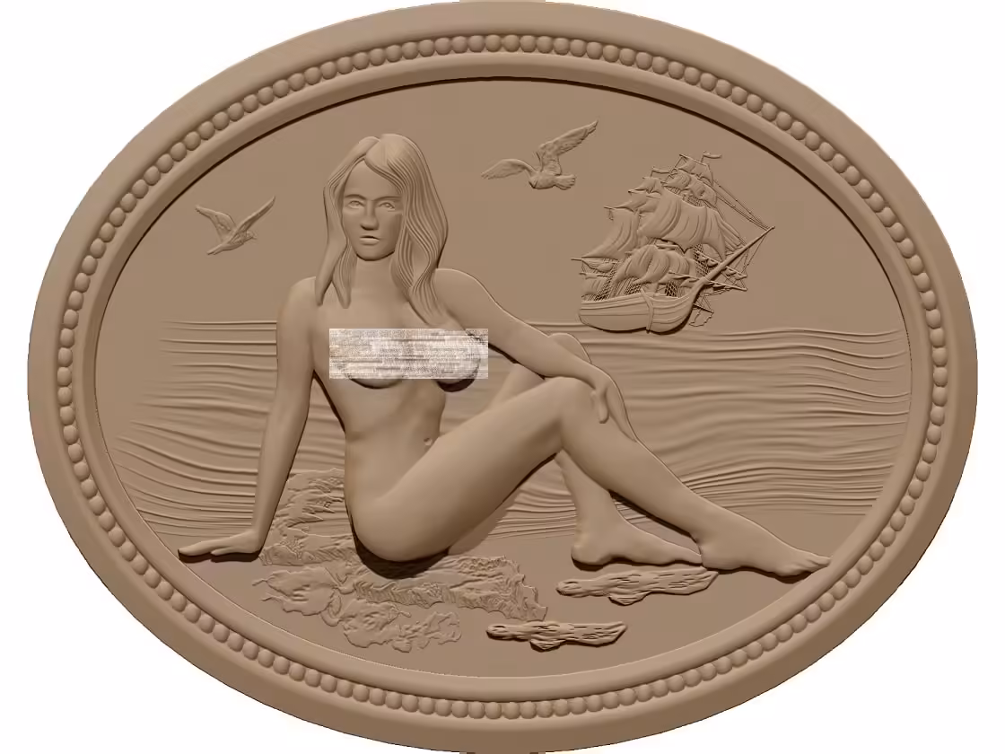 Painting of girl on deserted island 3D Model STL File Free Download A001603