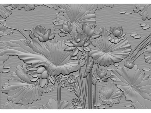 Lotus Flower Pond 3D Relief CNC Design (STL/3D Model Download)