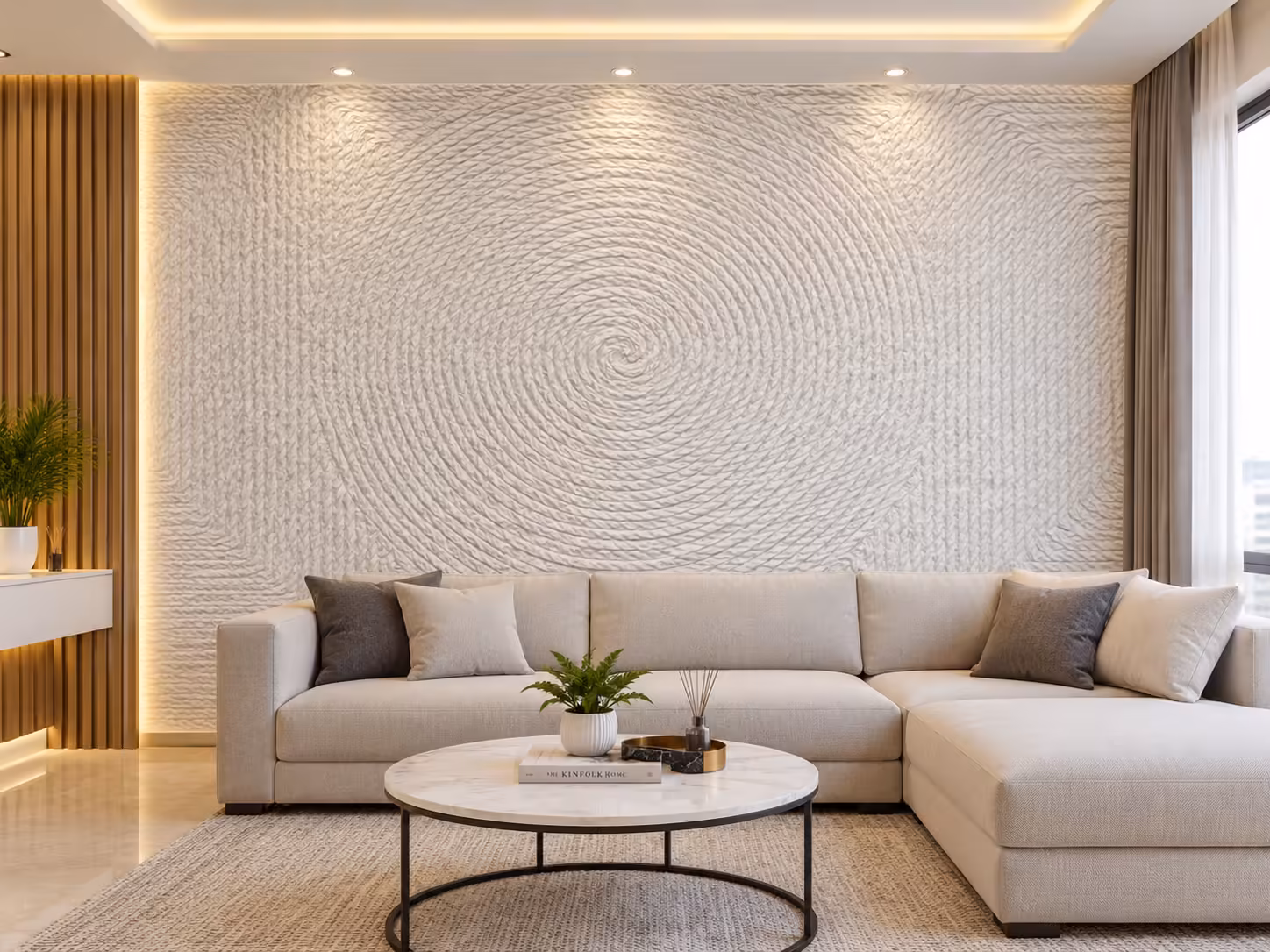 3D Spiral Wave Wall Panel Design STL File for CNC Router Carving – Modern Decorative Wall Art